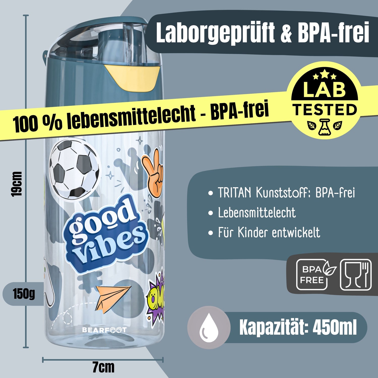 Drinkfles kinder light waterfles - sticker blauw