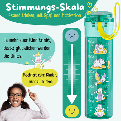 Trinkflasche Kinder, 500ml, leicht - Dinos-mint