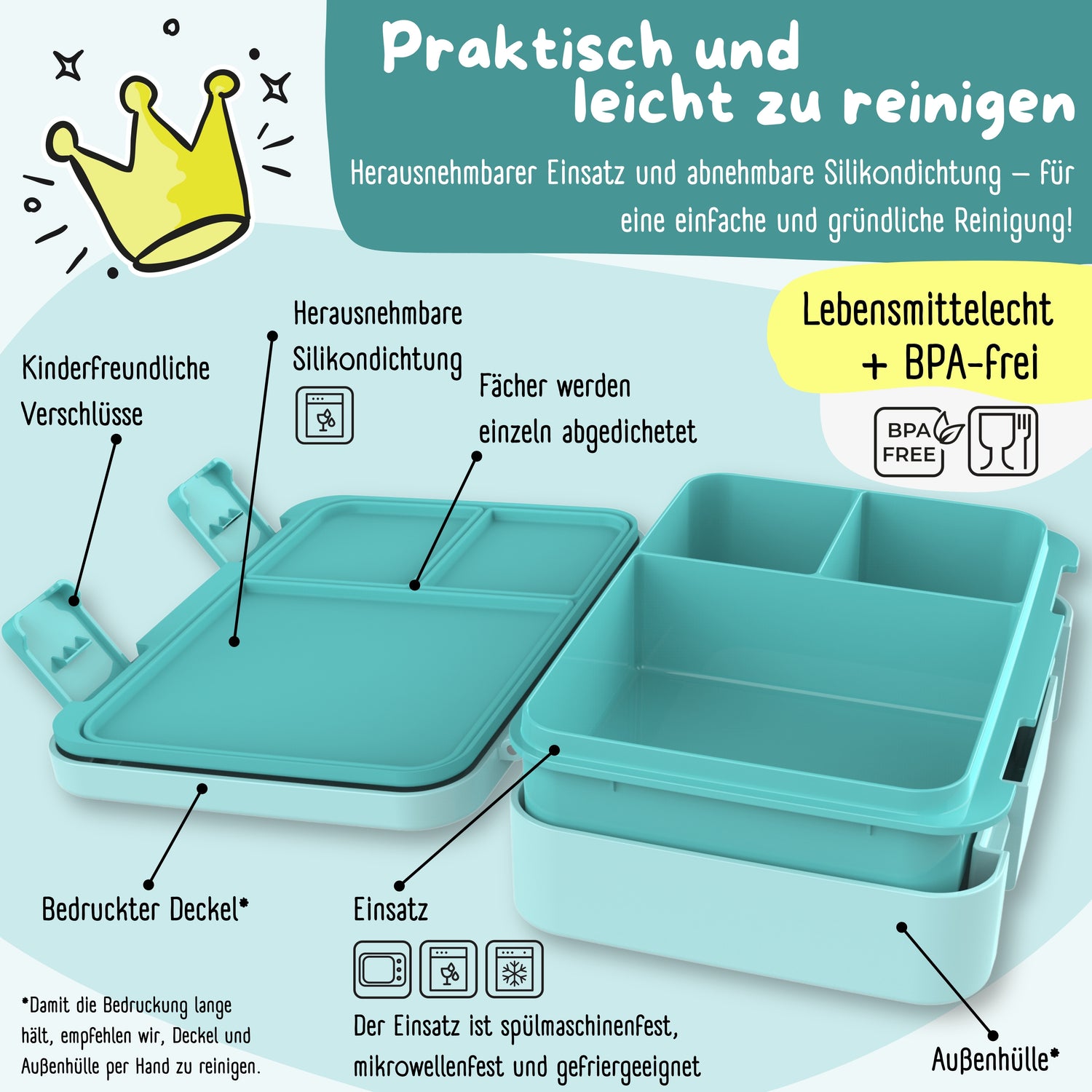 Brotdose mit Fächern, leicht &amp; auslaufsicher - Delfin