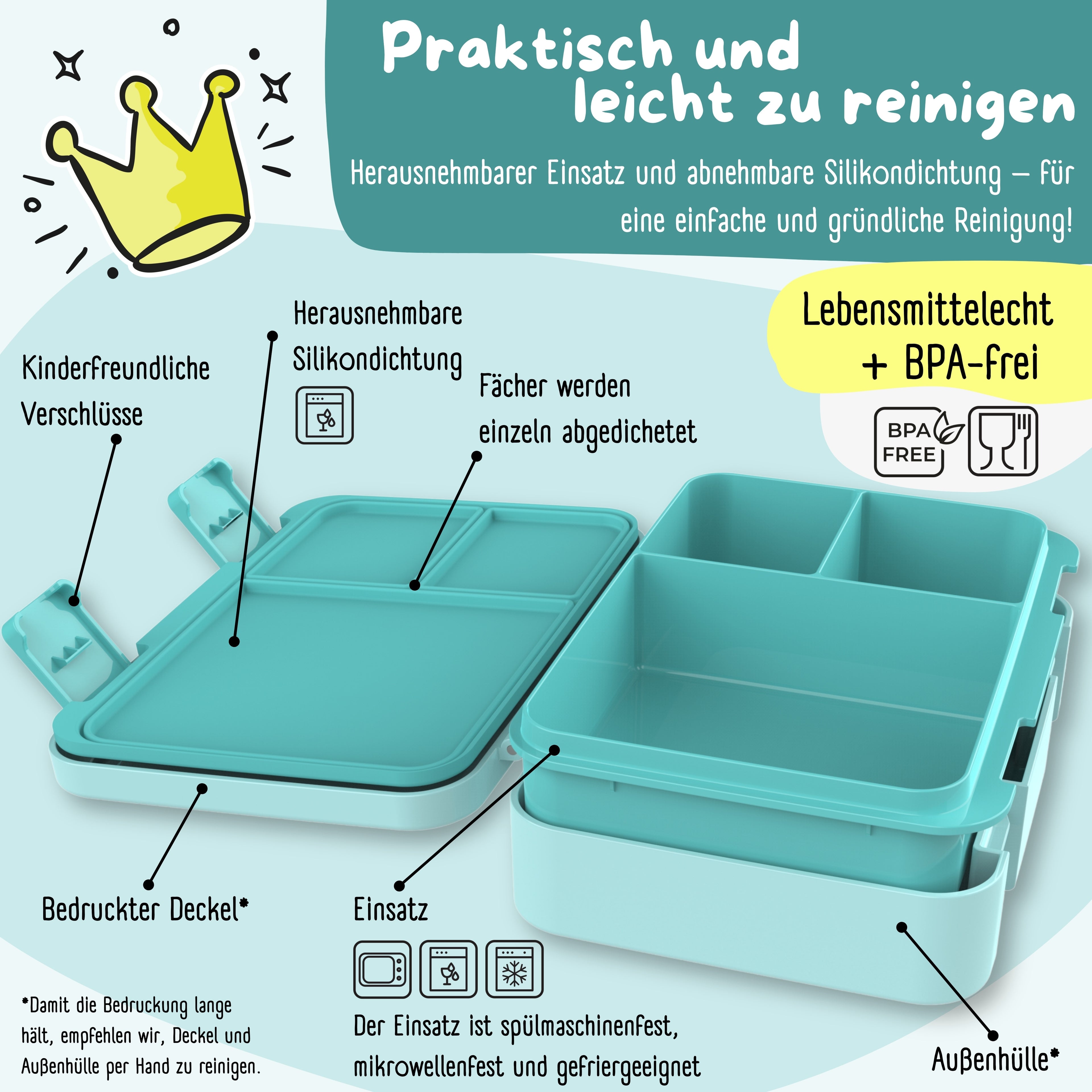 Brotdose mit Fächern, leicht &amp; auslaufsicher - Delfin