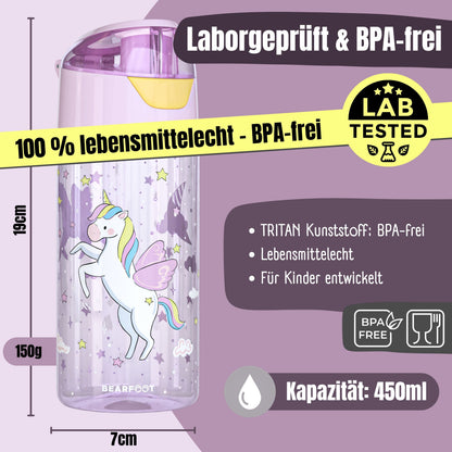 Trinkflasche Kinder, leichte Wasserflasche - Einhorn
