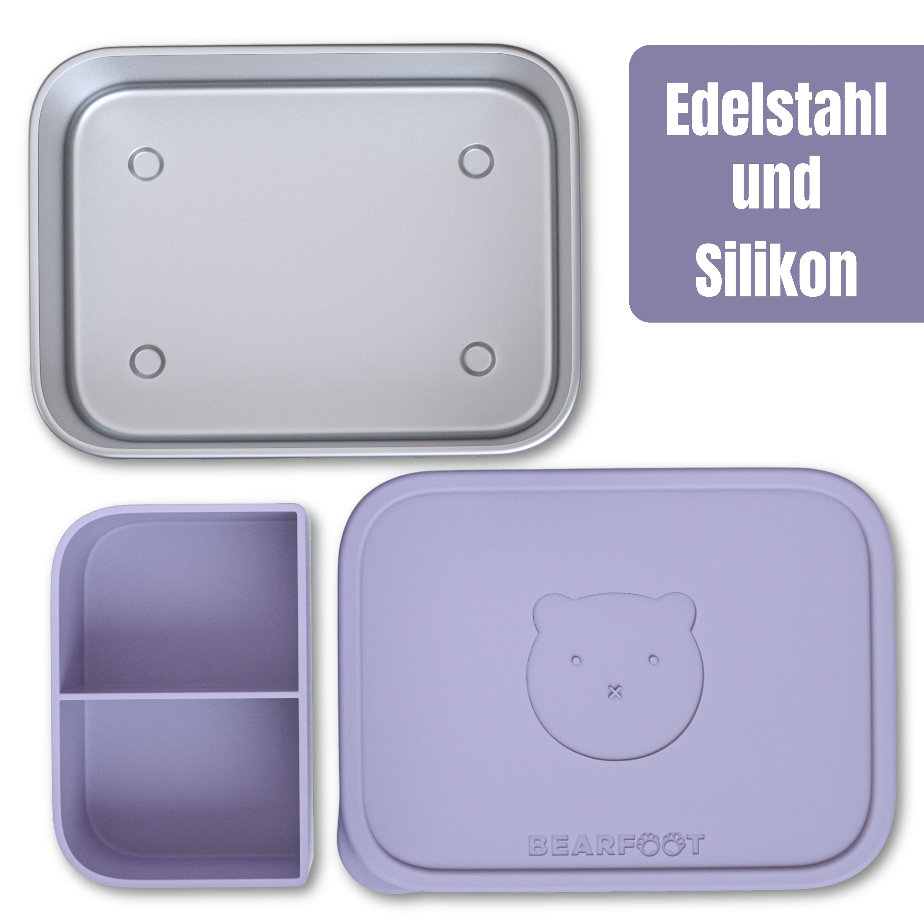 Brotdose Kinder Edelstahl mit Silikoneinsatz - Lavendel
