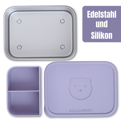 Brotdose Kinder Edelstahl mit Silikoneinsatz - Lavendel