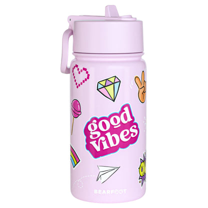 Thermo Kinder Trinkflasche Edelstahl - Sticker lila