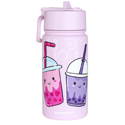 Thermo Kinder Trinkflasche Edelstahl - BubbleTea lila
