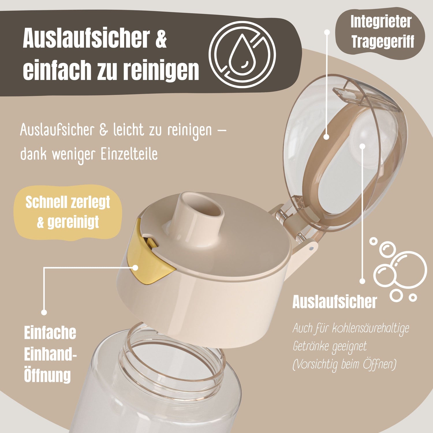 Trinkflasche Kinder, leichte Wasserflasche - Elefanten