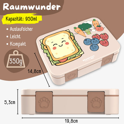 Brotdose mit Fächern, leicht &amp; auslaufsicher -Sandwich braun