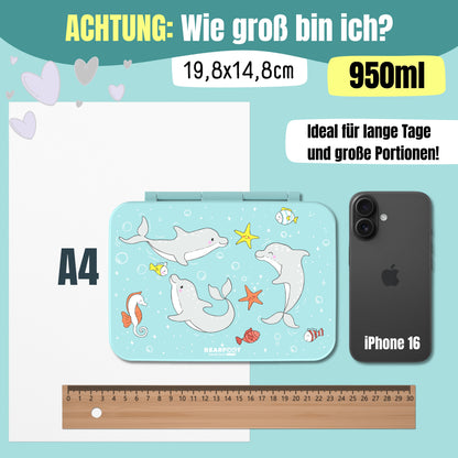 Brotdose mit Fächern, leicht &amp; auslaufsicher - Delfin