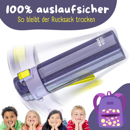 Botella para niños, 500 ml, clara - logo violeta