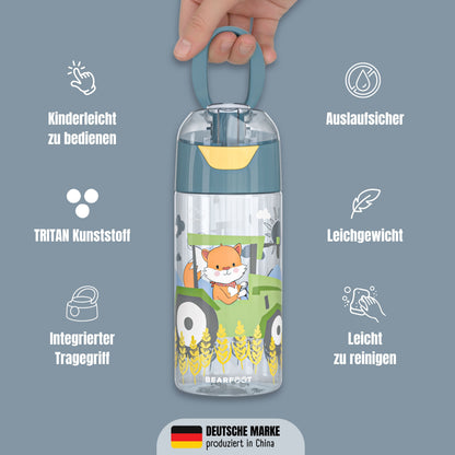 Trinkflasche Kinder, leichte Wasserflasche - Traktor Fuchs