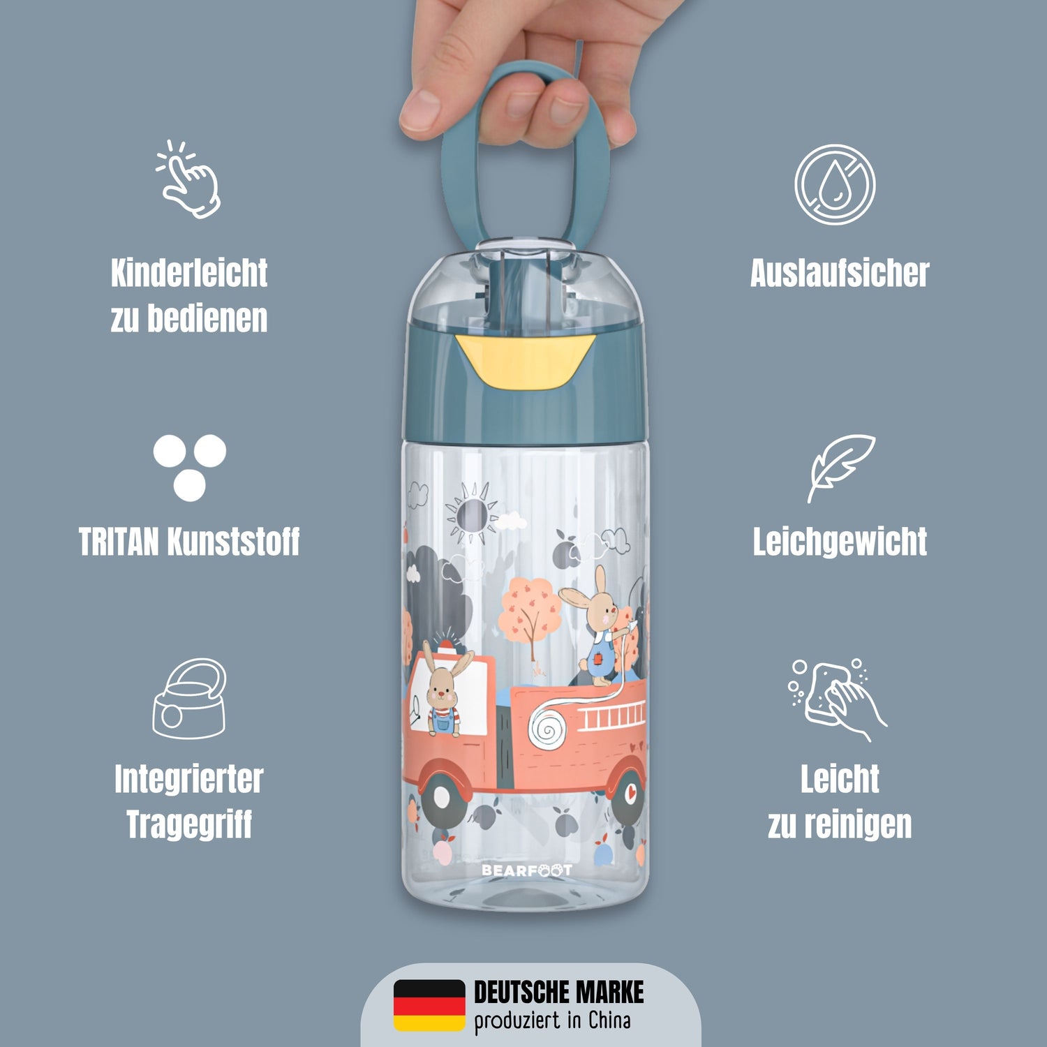 Trinkflasche Kinder, leichte Wasserflasche - Feuerwehr