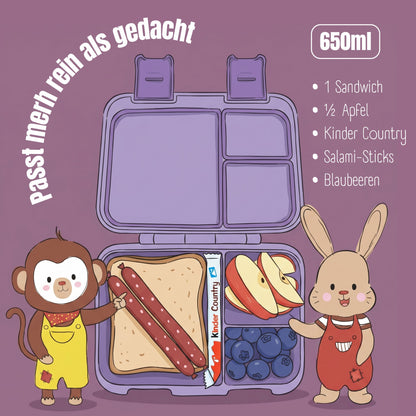 Brotdose mit Fächern, leicht &amp; auslaufsicher - Einhorn lila