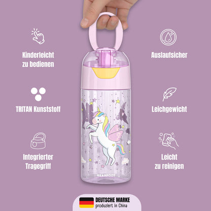 Trinkflasche Kinder, leichte Wasserflasche - Einhorn