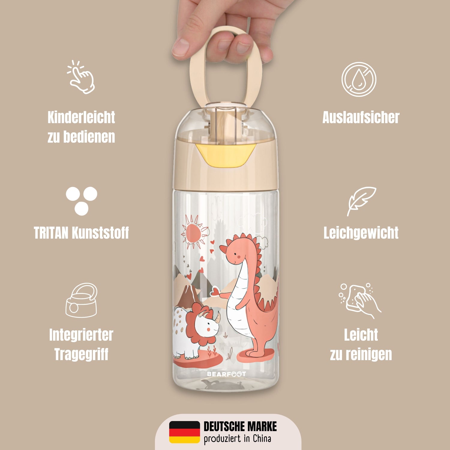 Børns vandflaske, let vandflaske - dinosaurer