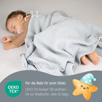 Babydecke Musselin Fleecedecke flauschig weich - grau