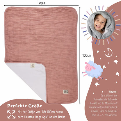 Babytæppe muslin fleece tæppe fluffy soft - pink