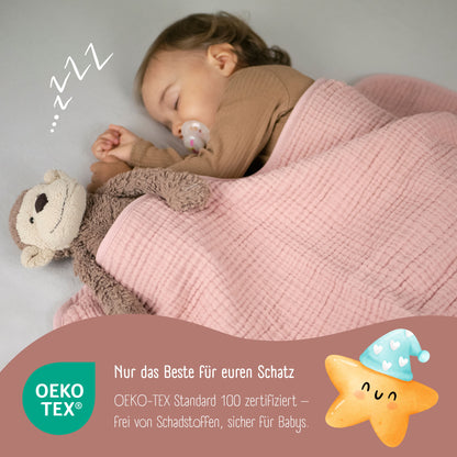 Babytæppe muslin fleece tæppe fluffy soft - pink