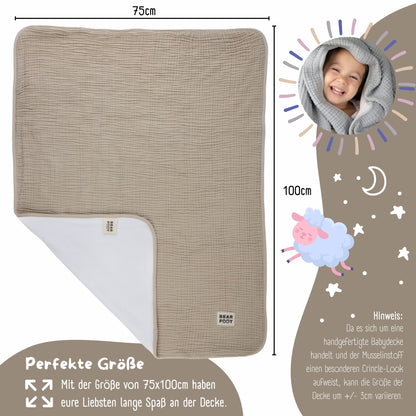 Babytæppe muslin fleece tæppe fluffy blød - brun