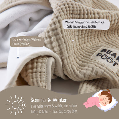 Babytæppe muslin fleece tæppe fluffy blød - brun
