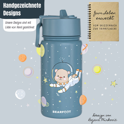 Thermo kinderdrinkfles RVS - Astro Beer blauw