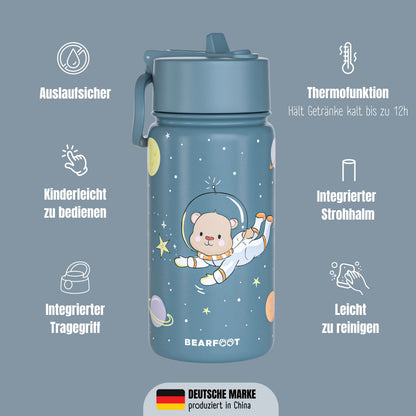 Thermo kinderdrinkfles RVS - Astro Beer blauw