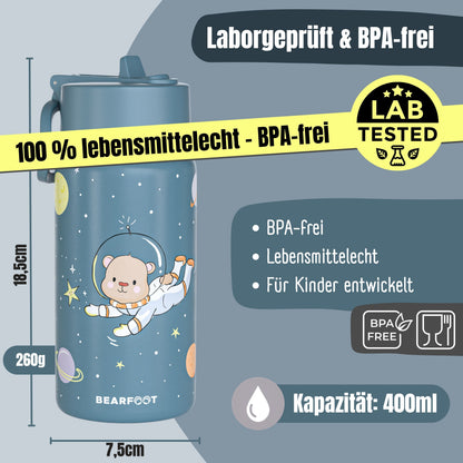 Thermo kinderdrinkfles RVS - Astro Beer blauw