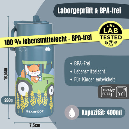 Thermo Kinder Trinkflasche Edelstahl - Traktor