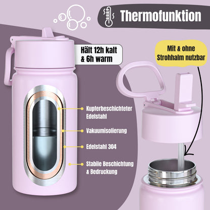 Thermo kinderdrinkfles RVS - zeemeermin paars