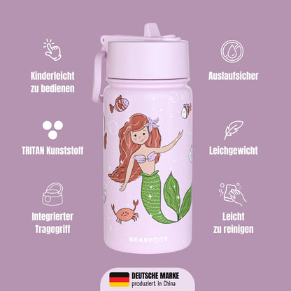 Thermo kinderdrinkfles RVS - zeemeermin paars