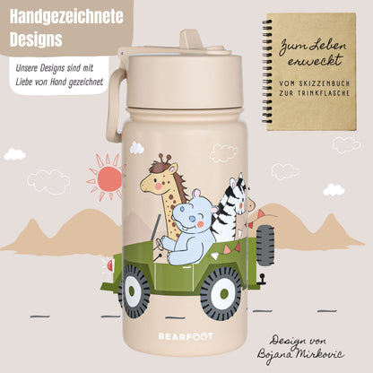 Botella térmica para niños de acero inoxidable - Safari marrón