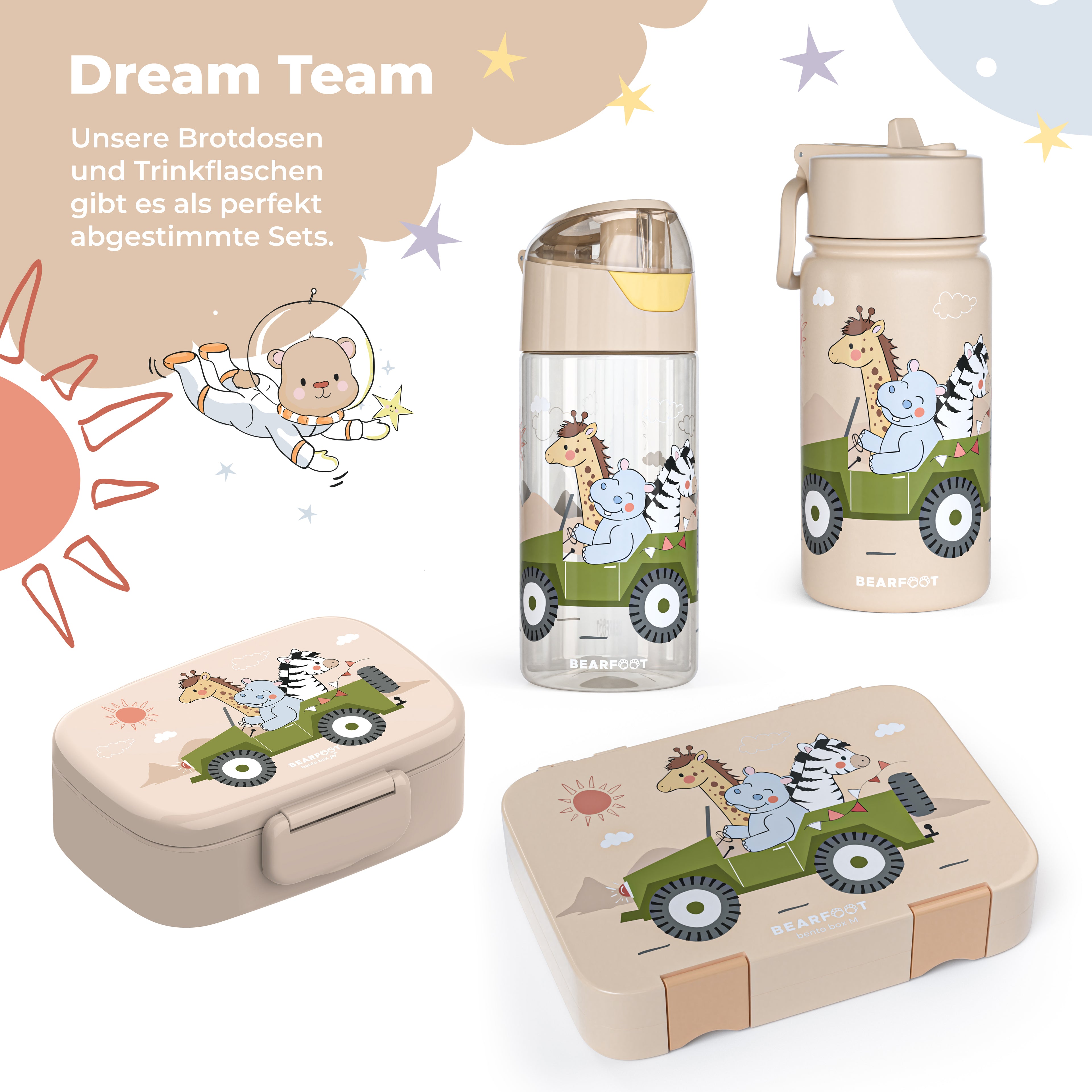 Botella de agua ligera para niños - Safari marrón
