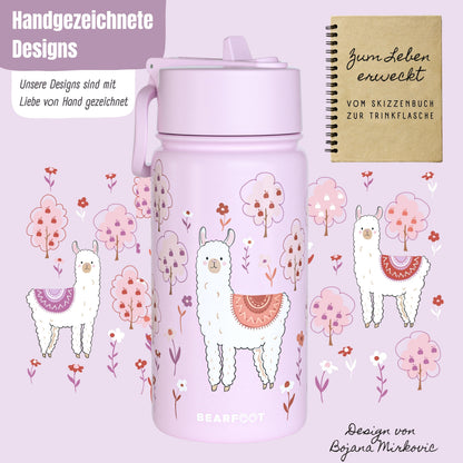 Gourde thermos pour enfants en acier inoxydable - lama violet