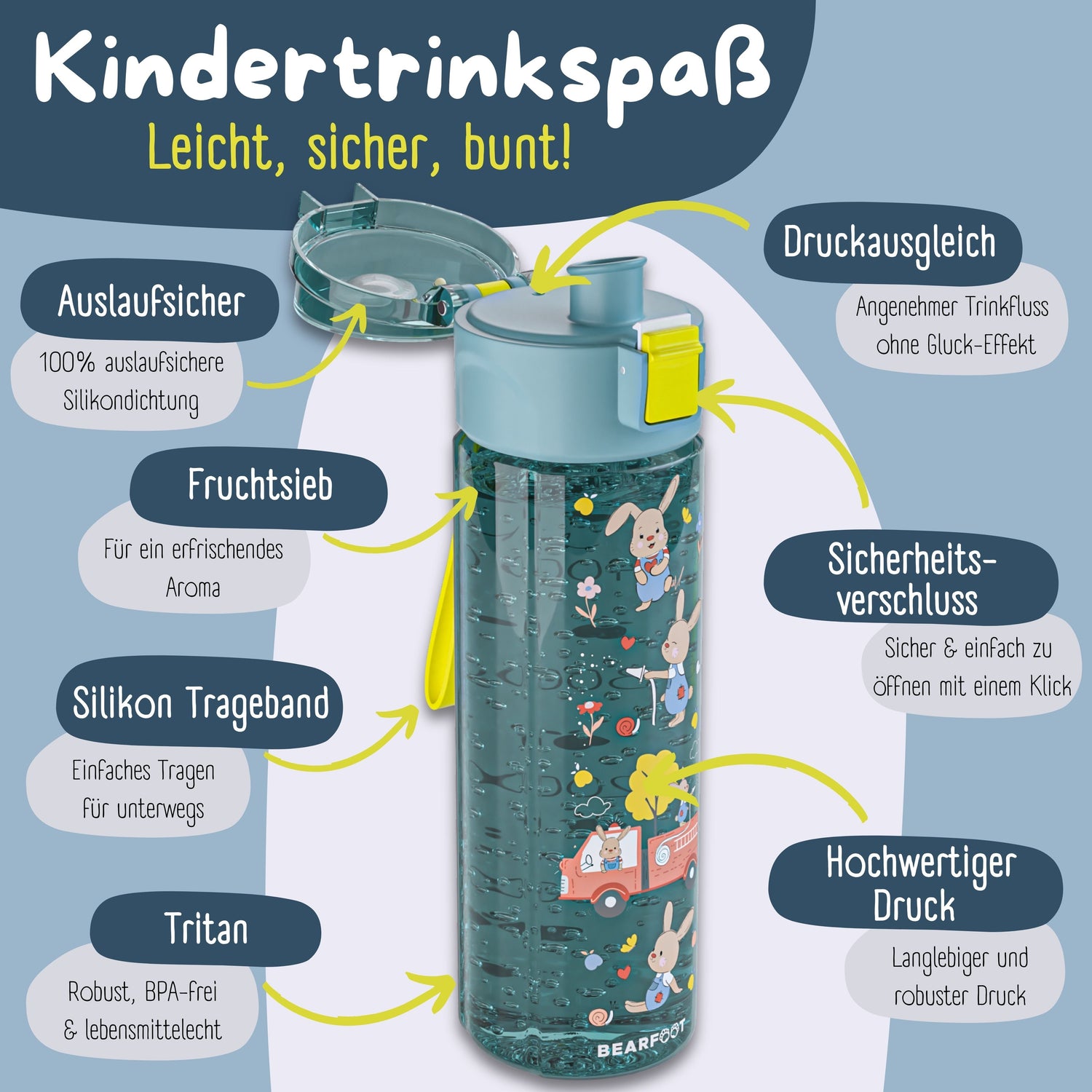 Drikkedunk til børn, 500ml, letvægts - brandvæsen blå