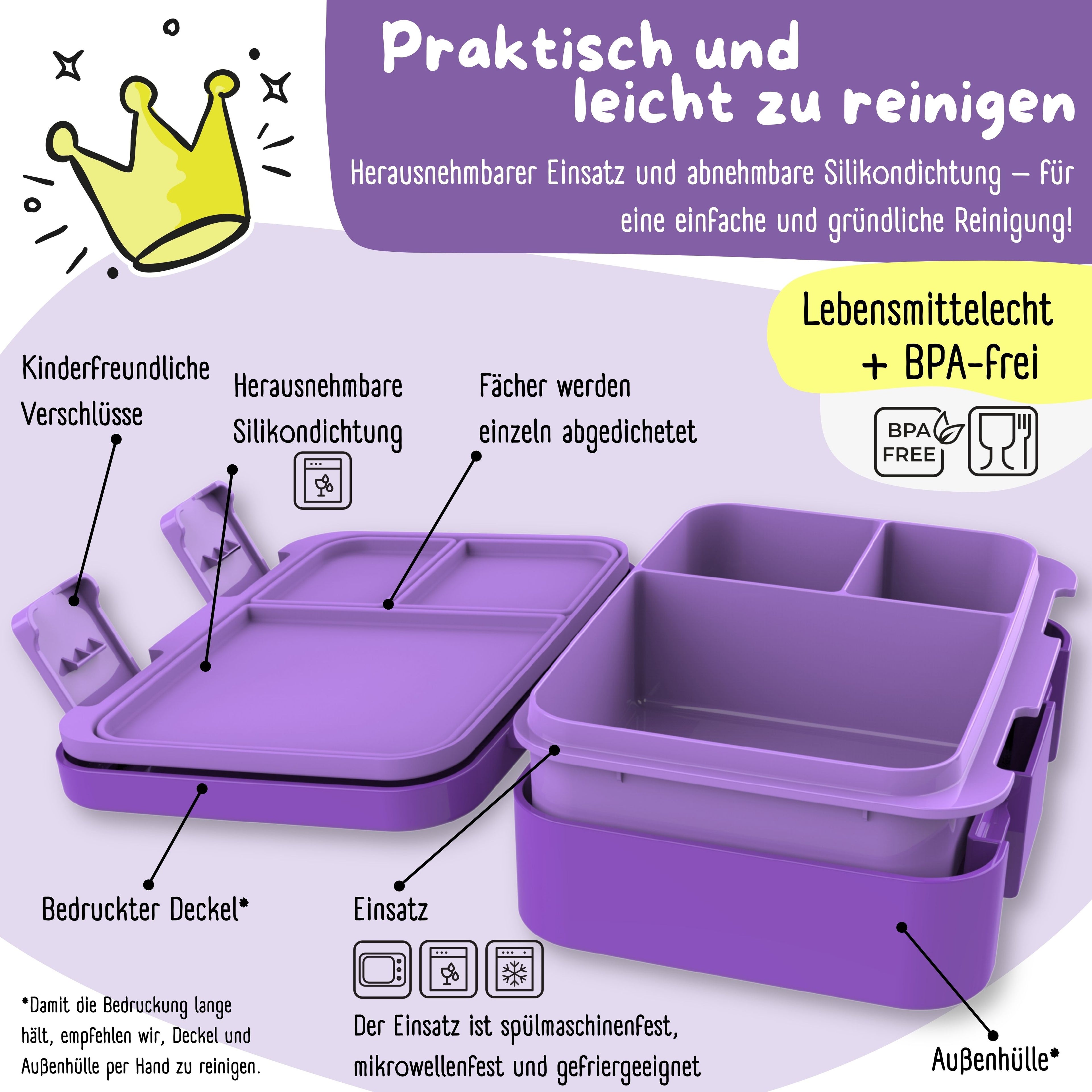 Brotdose mit Fächern, leicht &amp; auslaufsicher - lila