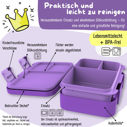 Brotdose mit Fächern, auslaufsicher - Schmetterling GLOW