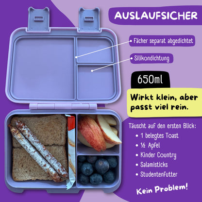 Brotdose mit Fächern, leicht &amp; auslaufsicher - lila