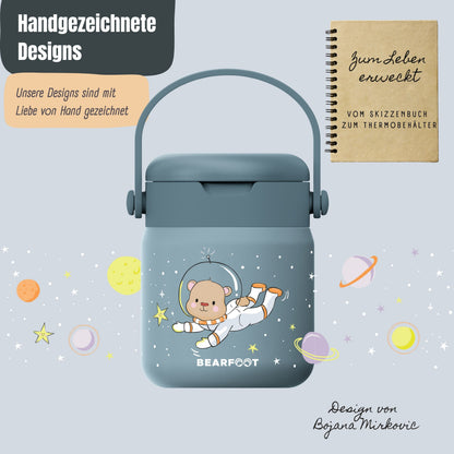 Thermobehälter Kinder Edelstahl - Astro Bär blau