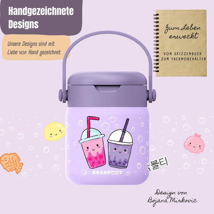 Thermobehälter Kinder Edelstahl - Bubble Tea lila