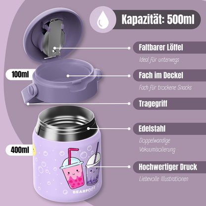 Thermobehälter Kinder Edelstahl - Bubble Tea lila