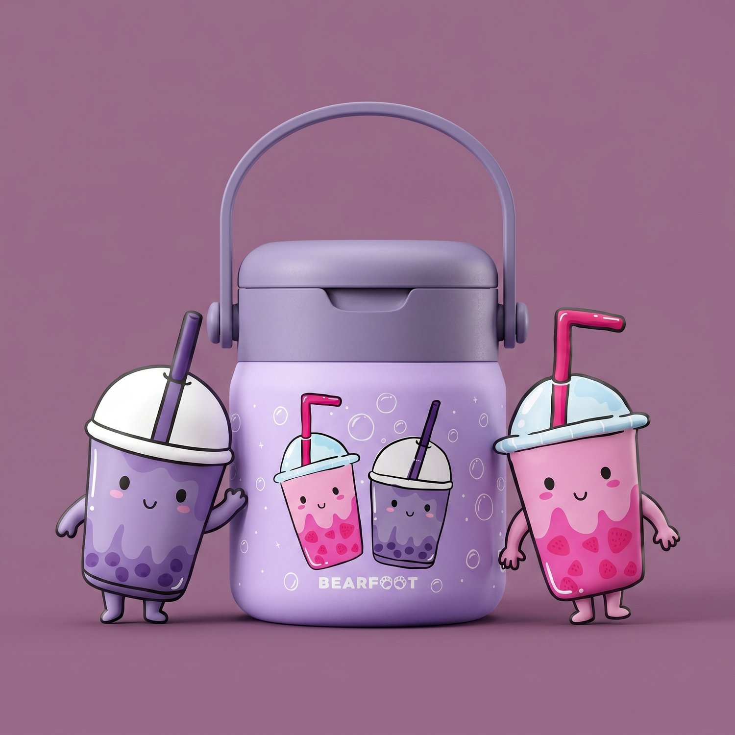 Thermobehälter Kinder Edelstahl - Bubble Tea lila