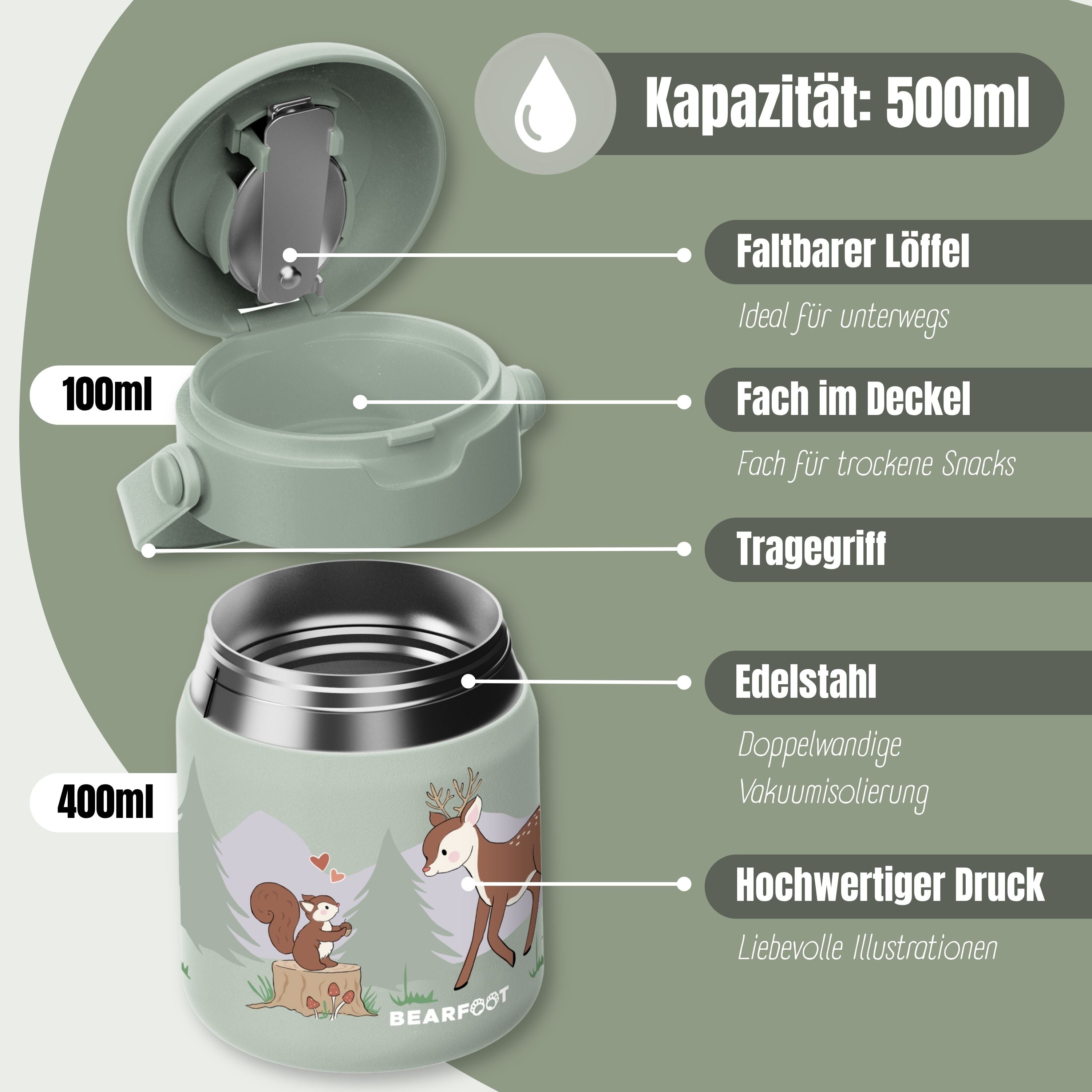 Thermobehälter Kinder Edelstahl - Reh Sabei