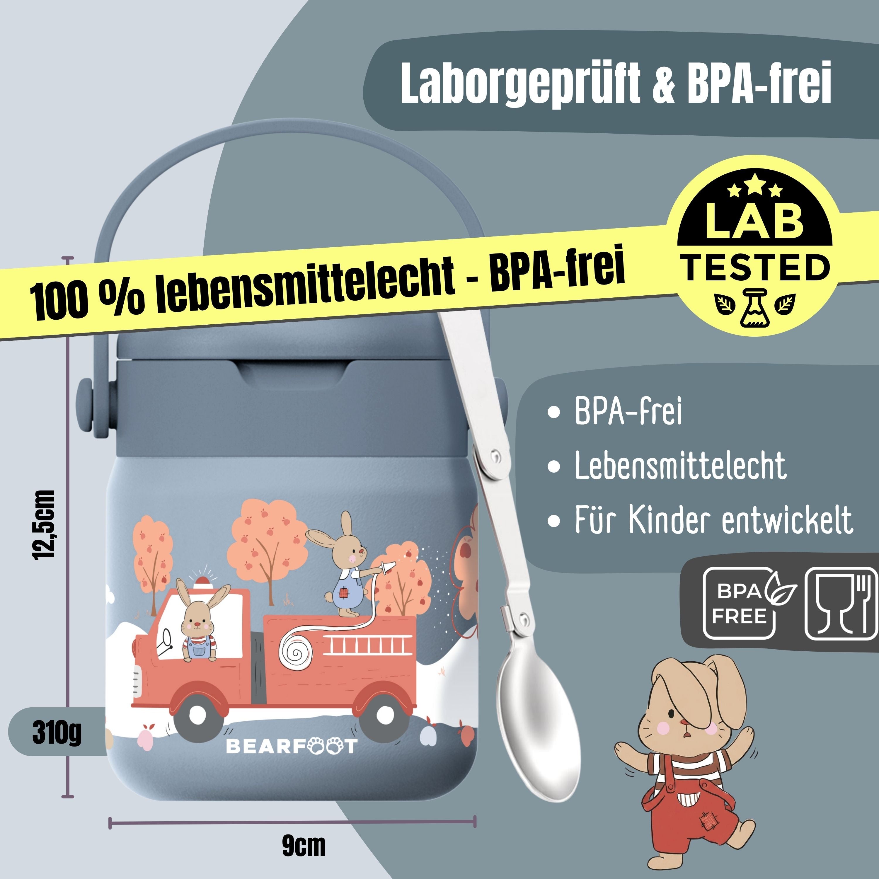 Thermobehälter Kinder Edelstahl - Feuerwehr blau