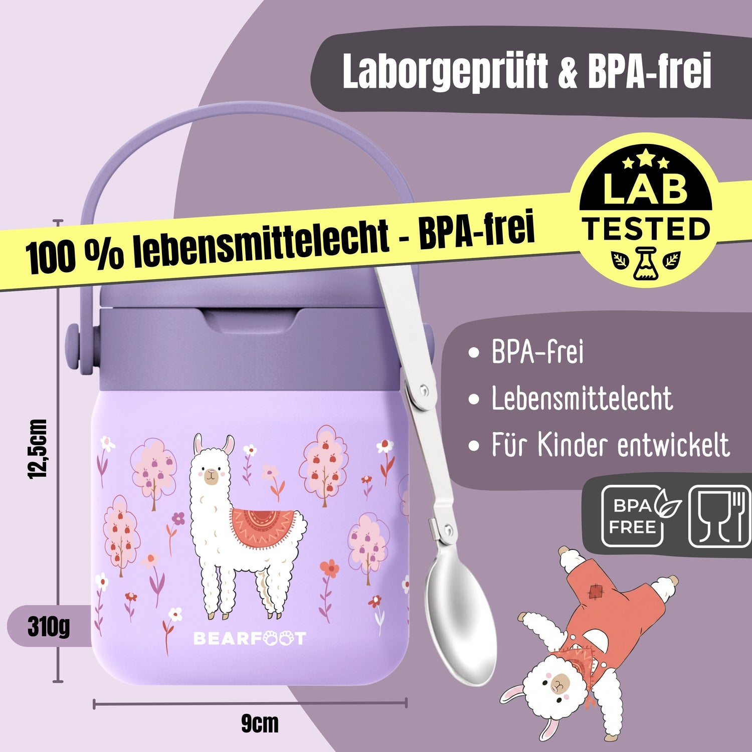 Thermobehälter Kinder Edelstahl - Lama lila
