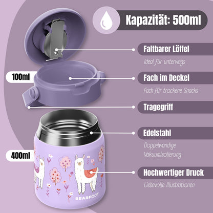 Thermobehälter Kinder Edelstahl - Lama lila
