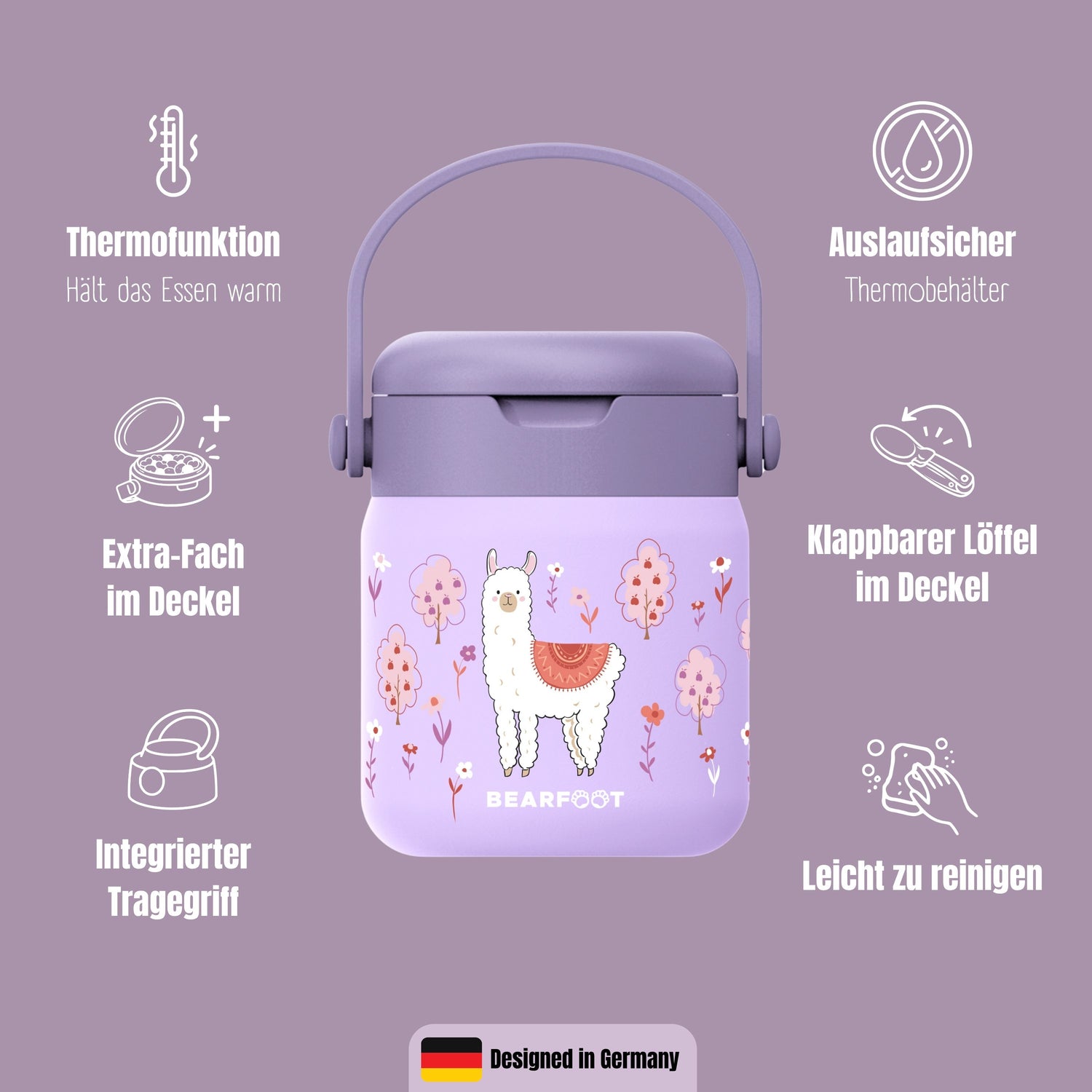 Thermobehälter Kinder Edelstahl - Lama lila