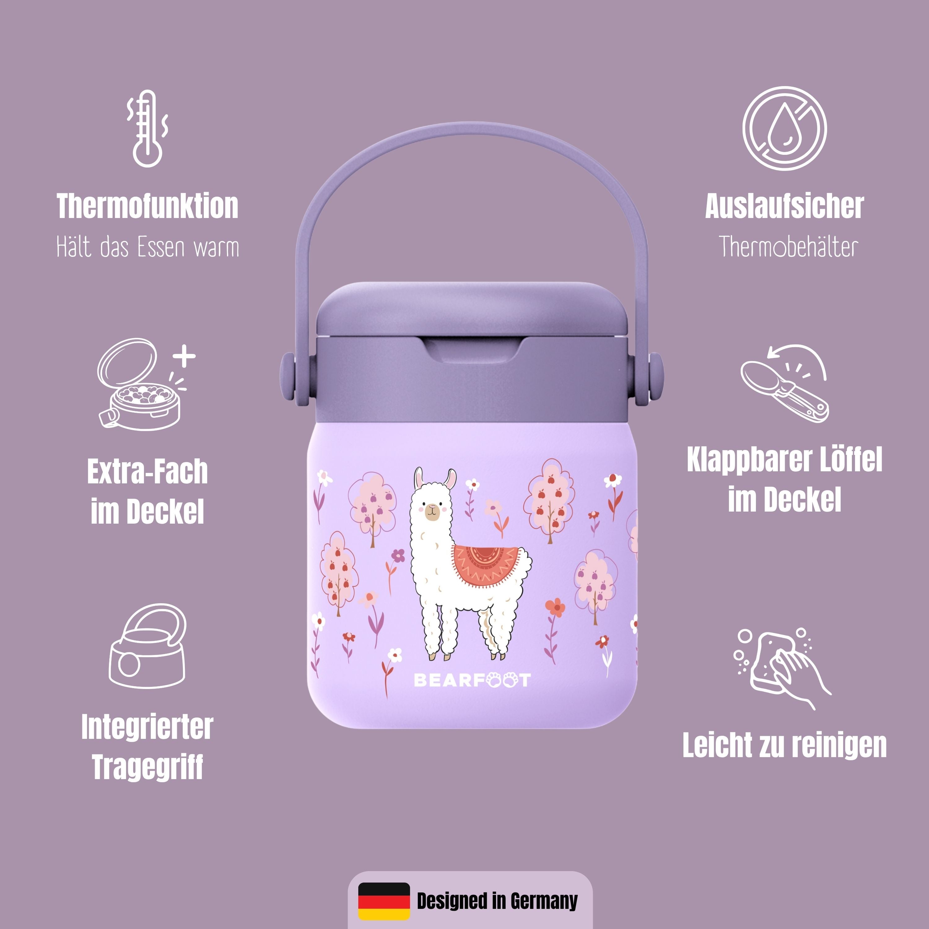 Thermobehälter Kinder Edelstahl - Lama lila