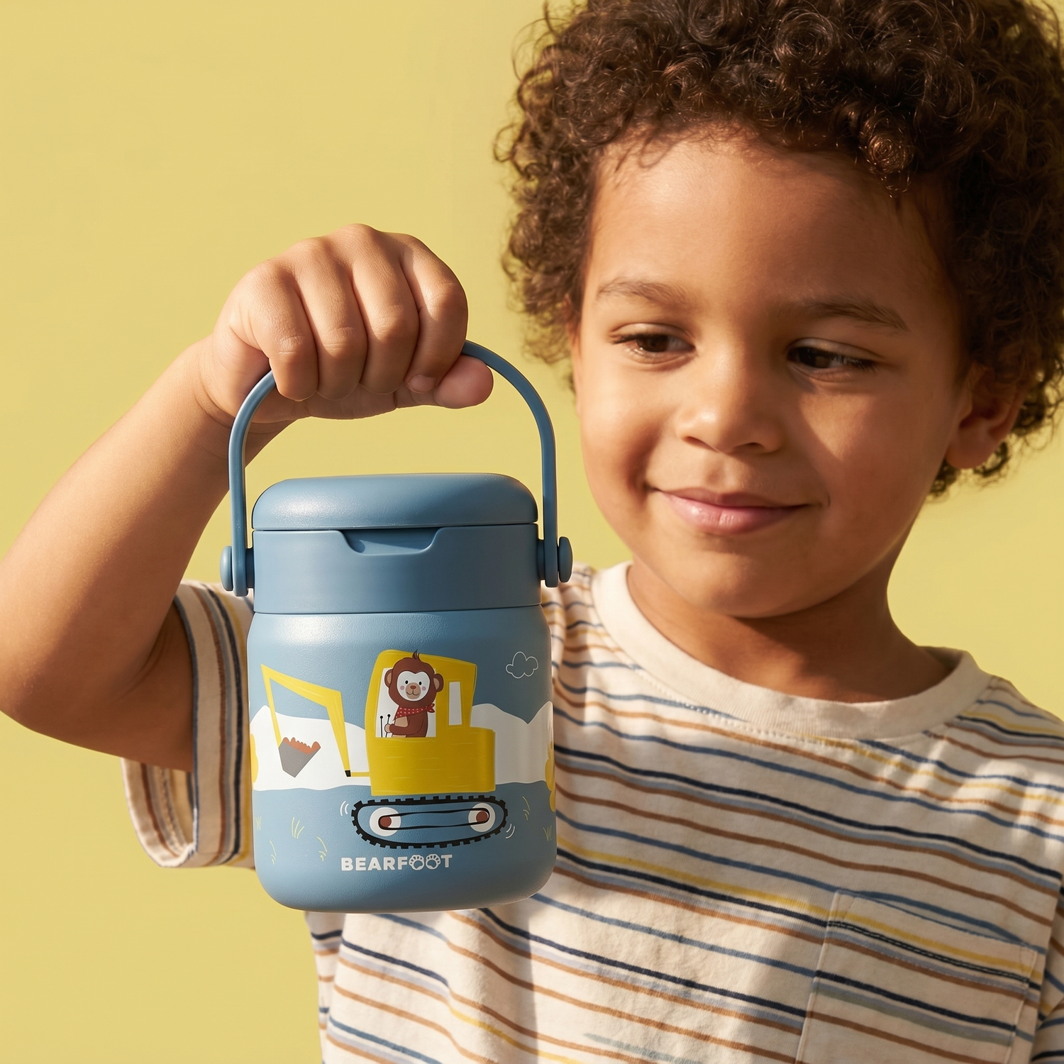 Thermobehälter Kinder Edelstahl - Bagger blau
