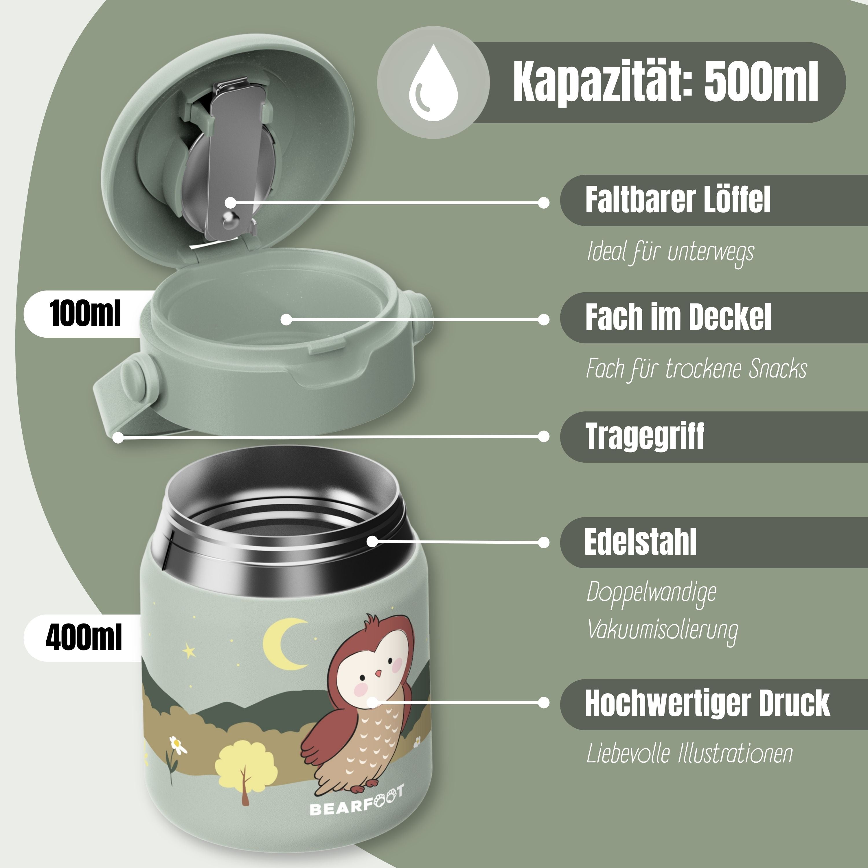 Thermobehälter Kinder Edelstahl - Eule Sabei