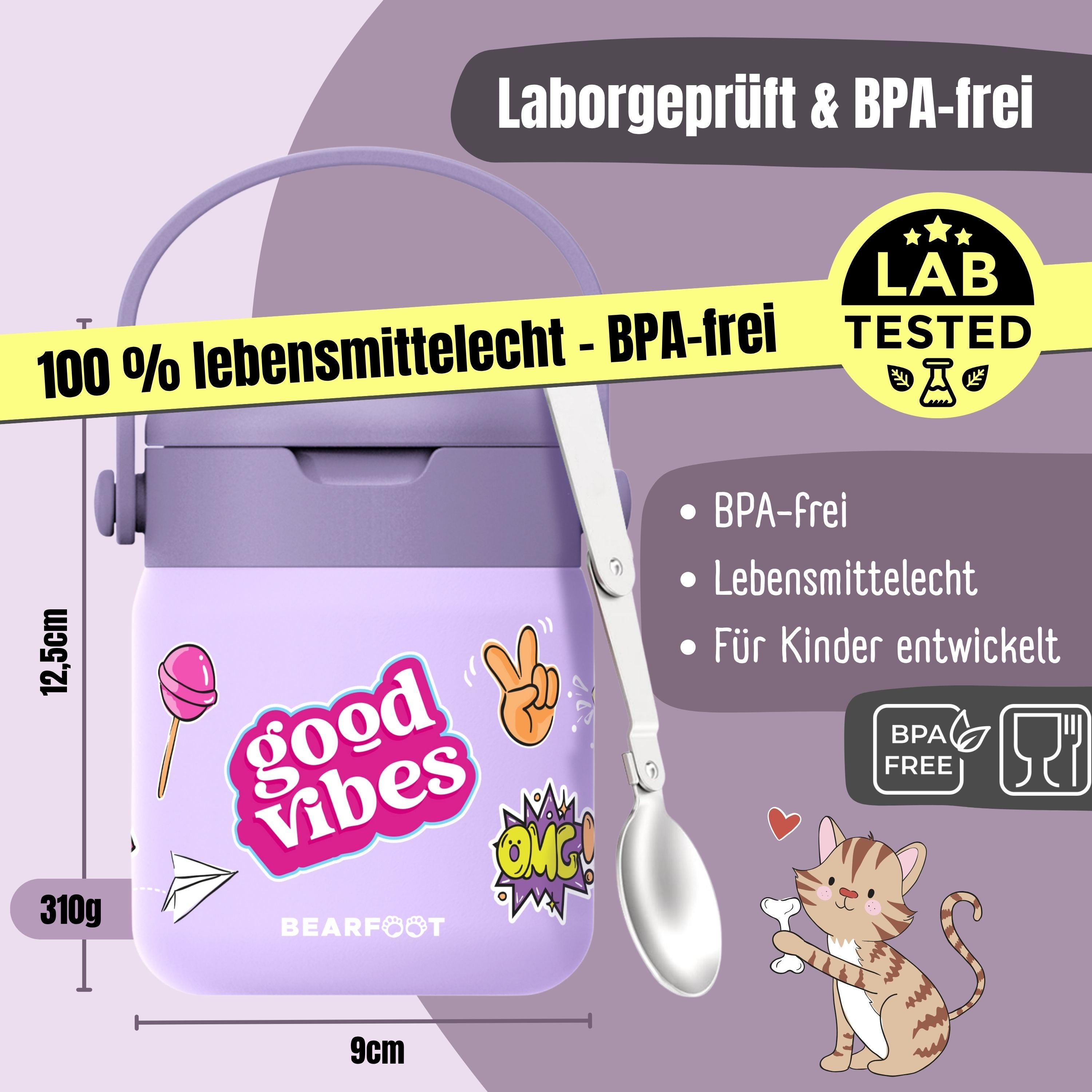 Thermobehälter Kinder Edelstahl - Sticker lila
