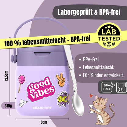 Thermobehälter Kinder Edelstahl - Sticker lila